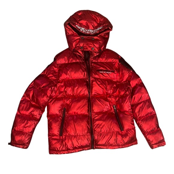 Men Puffer Coat Size Medium Rockstar Original Red Black Winter Jacket